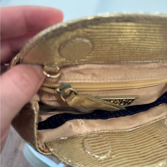 Stuart Weitzman Gold Evening Clutch with Detachable Strap and Dust Bag - Picture 7 of 7